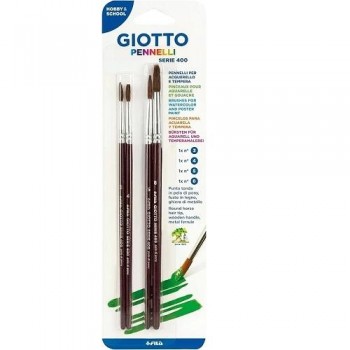 Blister de 4 pinceles serie 400 para acuarela nº3, 4, 5 y 8 punta redonda Giotto