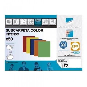 50 SUBCARPETAS FOLIO NARANJA INTENSO 230g GIO by ELBA