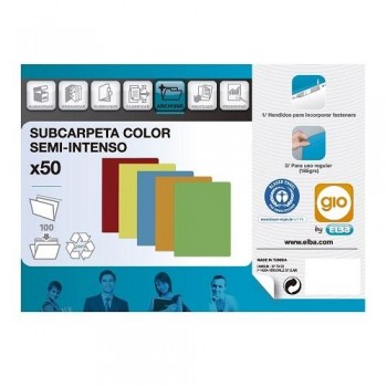 50 SUBCARPETAS FOLIO VERDE SEMI-INTENSO 180g GIO by ELBA