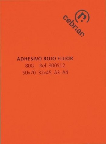 PAQUETE 50 HOJAS ADHESIVO A3 80G ROJO FLUORESCENTE