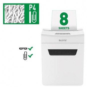 Destructora de papel Leitz IQ Protect Premium 8 hojas P4 Corte en partículas y 14L de papelera