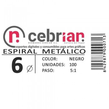 CAJA 200U ESPIRAL METAL 6 MM NEGRO PASO 5:1