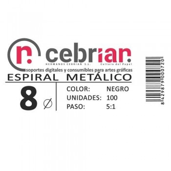 CAJA 200U ESPIRAL METAL NEGRO 8 MM PASO 5:1