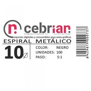 CAJA 200U ESPIRAL METAL 10 MM NEGRO PASO 5:1